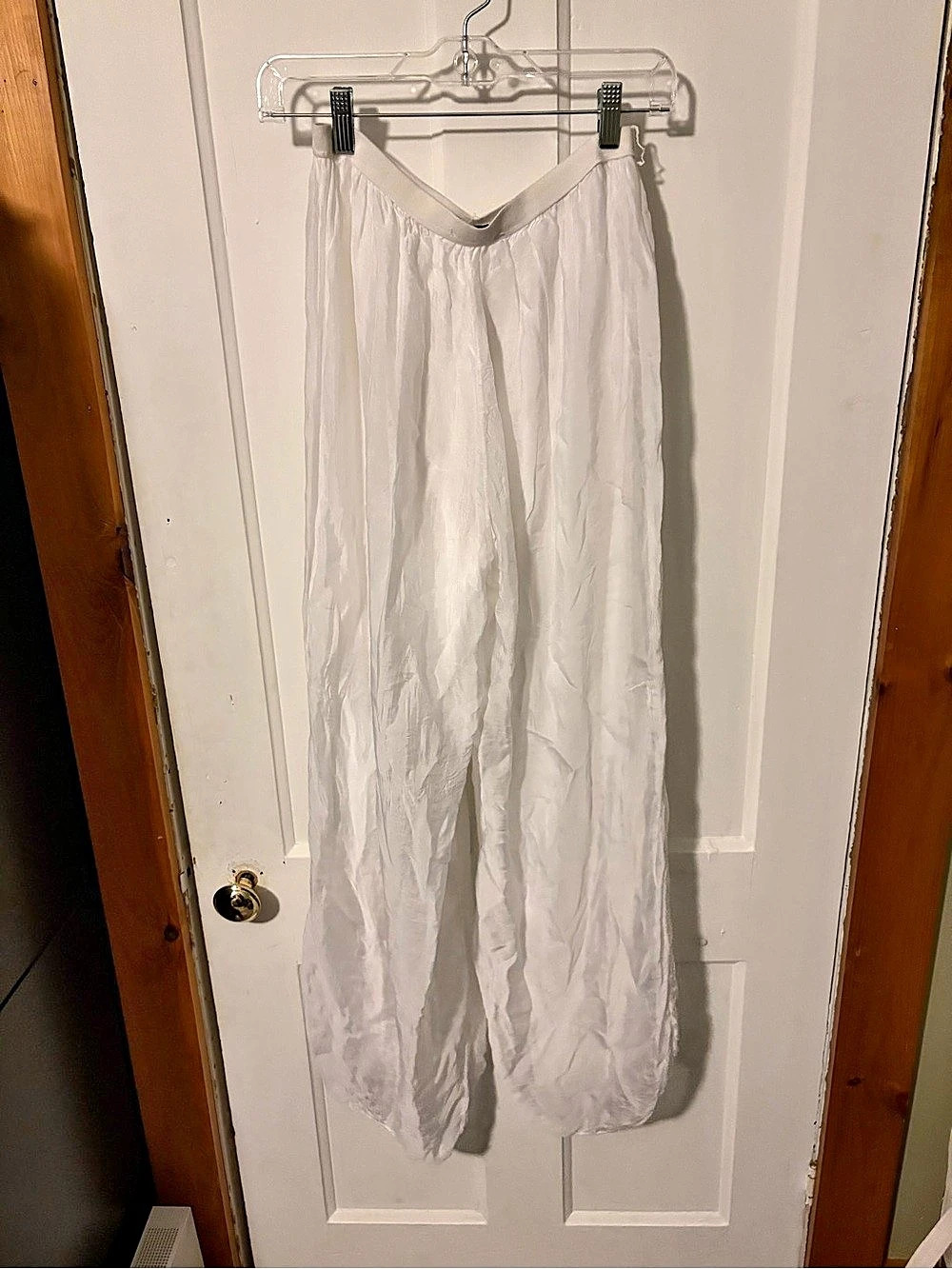 Angela Mara Wide Leg Pants in White Size Medium Like New